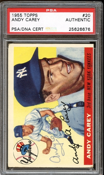 1955 Topps #20 Andy Carey Autographed PSA/DNA AUTHENTIC