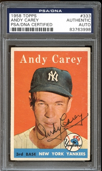1958 Topps #333 Andy Carey Autographed PSA/DNA AUTHENTIC