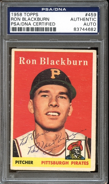 1958 Topps #459 Ron Blackburn Autographed PSA/DNA AUTHENTIC