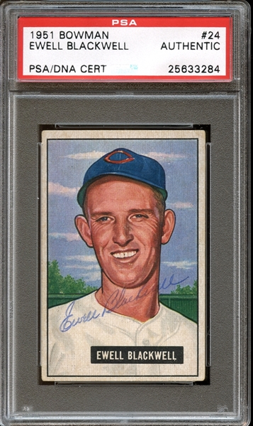 1951 Bowman #24 Ewell Blackwell Autographed PSA/DNA AUTHENTIC