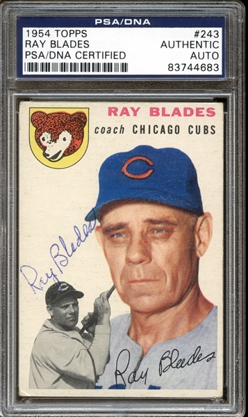 1954 Topps #243 Ray Blades Autographed PSA/DNA AUTHENTIC
