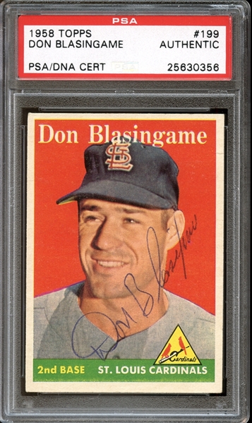 1958 Topps #199 Don Blasingame Autographed PSA/DNA AUTHENTIC