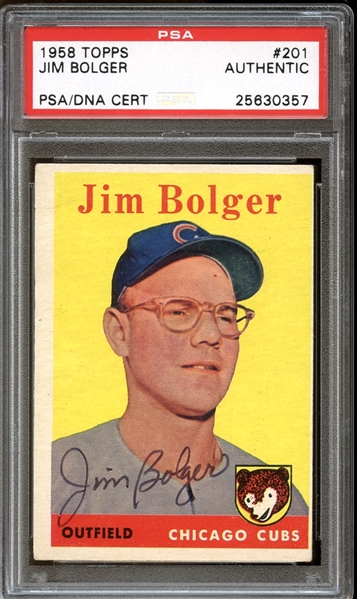 1958 Topps #201 Jim Bolger Autographed PSA/DNA AUTHENTIC