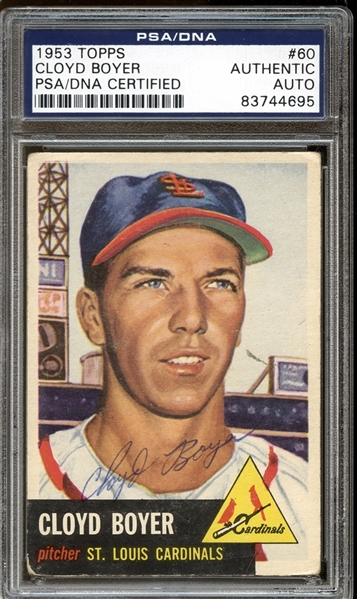 1953 Topps #60 Cloyd Boyer Autographed PSA/DNA AUTHENTIC