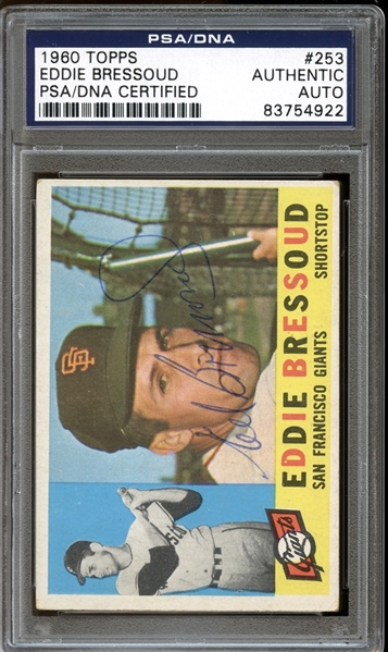 1960 Topps #253 Eddie Bressoud Autographed PSA/DNA AUTHENTIC