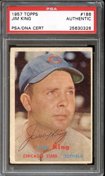 1957 Topps #186 Jim King Autographed PSA/DNA AUTHENTIC