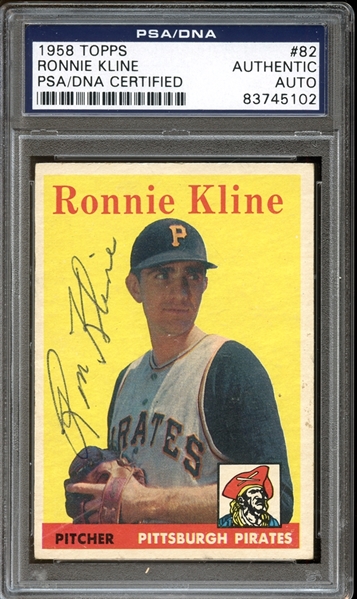 1958 Topps #82 Ronnie Kline Autographed PSA/DNA AUTHENTIC