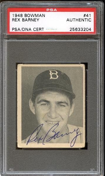 1948 Bowman #41 Rex Barney Autographed PSA/DNA AUTHENTIC