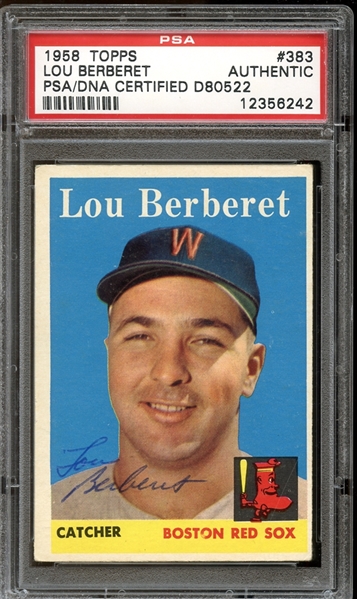 1958 Topps #383 Lou Berberet Autographed PSA/DNA AUTHENTIC