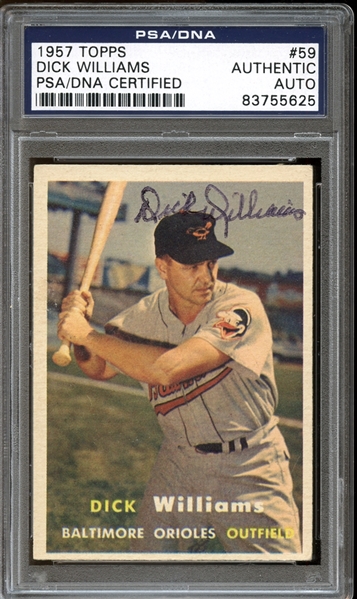 1957 Topps #59 Dick Williams Autographed PSA/DNA AUTHENTIC
