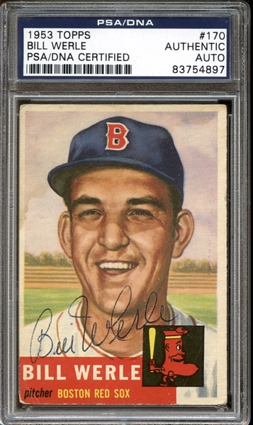 1953 Topps #170 Bill Werle Autographed PSA/DNA AUTHENTIC