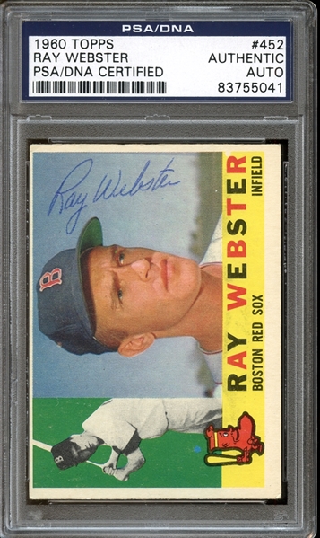1960 Topps #452 Ray Webster Autographed PSA/DNA AUTHENTIC