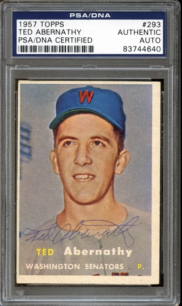 1957 Topps #293 Ted Abernathy Autographed PSA/DNA AUTHENTIC