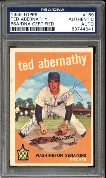 1959 Topps #169 Ted Abernathy Autographed PSA/DNA AUTHENTIC
