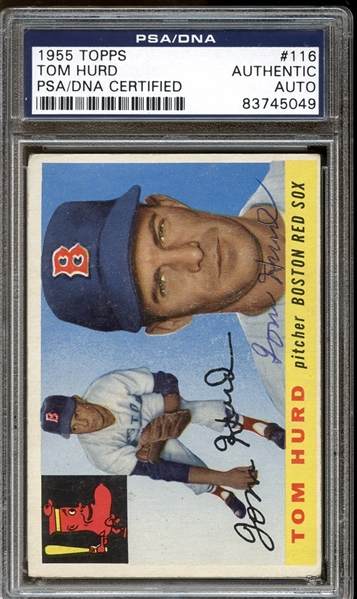 1955 Topps #116 Tom Hurd Autographed PSA/DNA AUTHENTIC