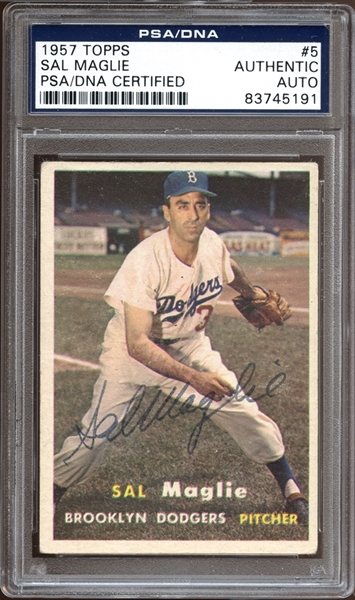 1957 Topps #5 Sal Maglie Autographed PSA/DNA AUTHENTIC