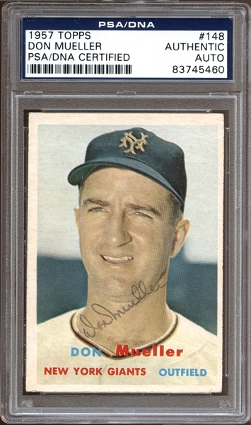 1957 Topps #148 Don Mueller Autographed PSA/DNA AUTHENTIC