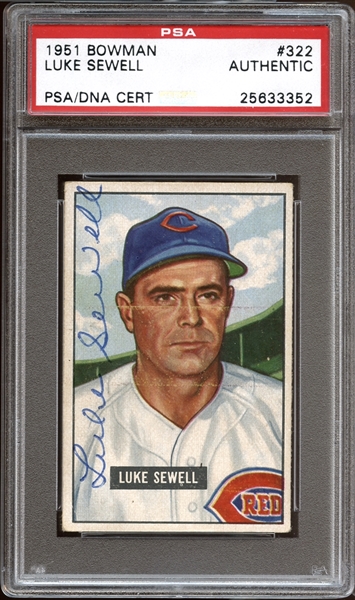 1951 Bowman #322 Luke Sewell Autographed PSA/DNA AUTHENTIC