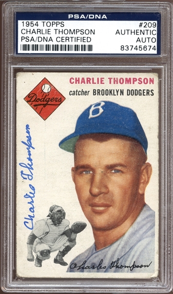 1954 Topps #209 Charlie Thompson Autographed PSA/DNA AUTHENTIC
