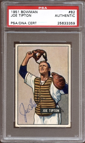 1951 Bowman #82 Joe Tipton Autographed PSA/DNA AUTHENTIC