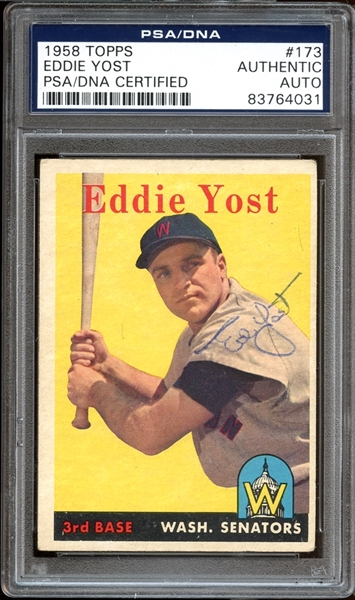 1958 Topps #173 Eddie Yost Autographed PSA/DNA AUTHENTIC