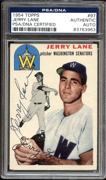 1954 Topps #97 Jerry Lane Autographed PSA/DNA AUTHENTIC