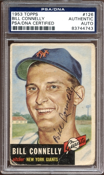 1953 Topps #126 Bill Connelly Autographed PSA/DNA AUTHENTIC
