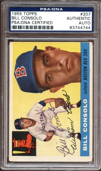 1955 Topps #207 Bill Consolo Autographed PSA/DNA AUTHENTIC