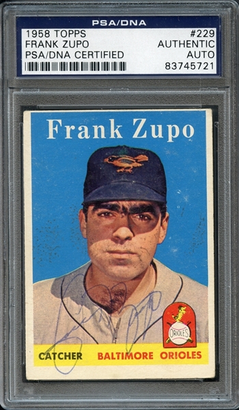 1958 Topps #229 Frank Zupo PSA/DNA AUTHENTIC