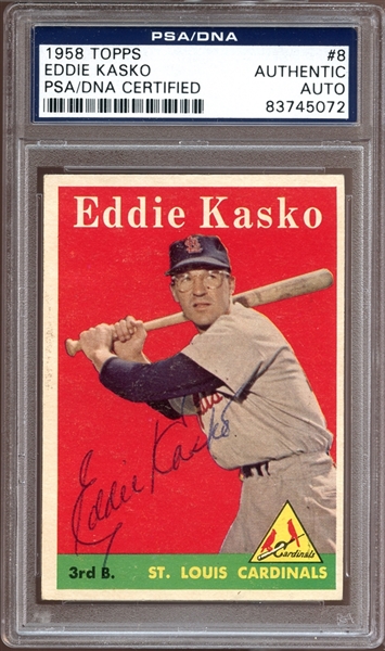 1958 Topps #8 Eddie Kasko Autographed PSA/DNA AUTHENTIC