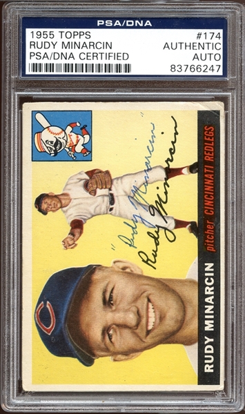 1955 Topps #174 Rudy Minarcin Autographed PSA/DNA AUTHENTIC