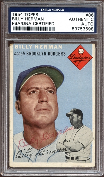 1954 Topps #86 Billy Herman Autographed PSA/DNA AUTHENTIC