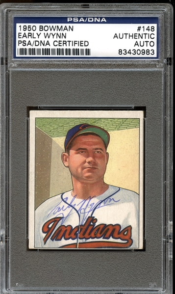 1950 Bowman #148 Early Wynn Autographed PSA/DNA AUTHENTIC