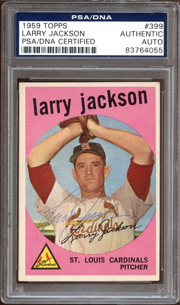 1959 Topps #399 Larry Jackson Autographed PSA/DNA AUTHENTIC