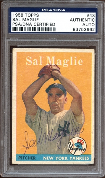 1958 Topps #43 Sal Maglie Autographed PSA/DNA AUTHENTIC