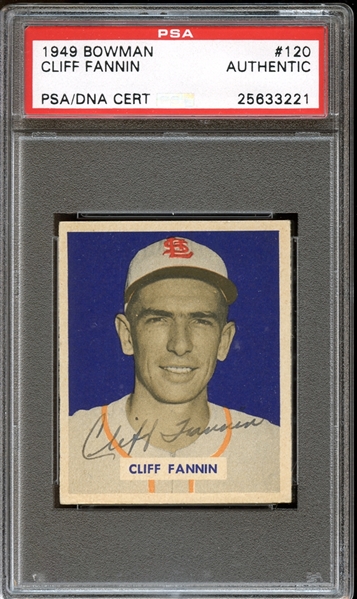 1949 Bowman #120 Cliff Fannin Autographed PSA/DNA AUTHENTIC