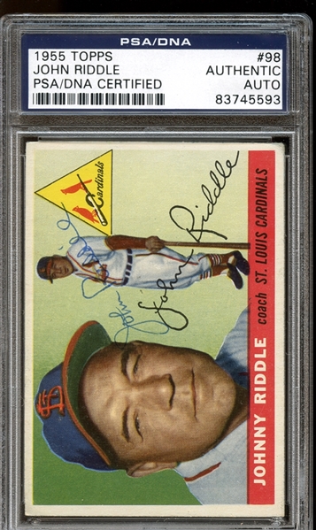 1955 Topps #98 John Riddle Autographed PSA/DNA AUTHENTIC