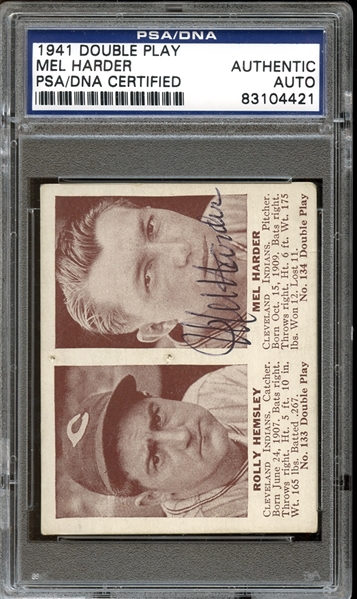 1941 Double Play #133-134 Mel Harder Autographed PSA/DNA AUTHENTIC