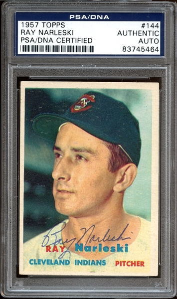 1957 Topps #144 Ray Narleski Autographed PSA/DNA AUTHENTIC