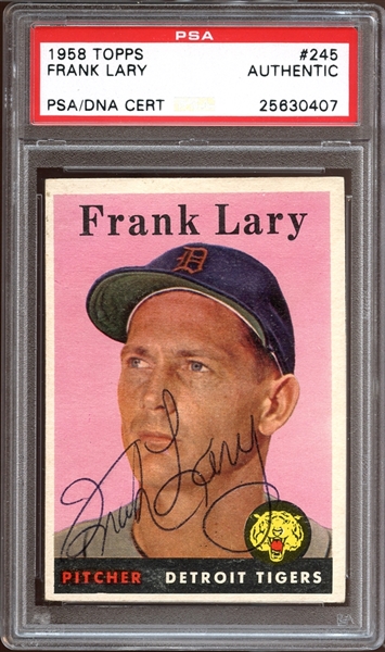 1958 Topps #245 Frank Lary Autographed PSA/DNA AUTHENTIC
