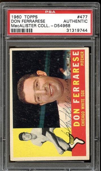 1960 Topps #477 Don Ferrarese Autographed PSA/DNA AUTHENTIC