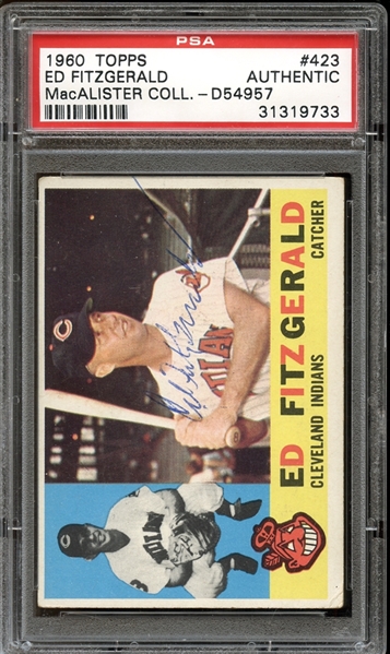 1960 Topps #423 Ed Fitzgerald Autographed PSA/DNA AUTHENTIC