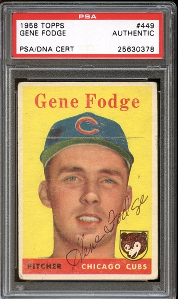 1958 Topps #449 Gene Fodge Autographed PSA/DNA AUTHENTIC