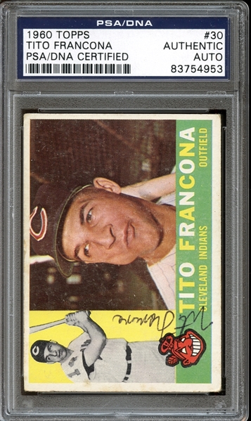 1960 Topps #30 Tito Francona Autographed PSA/DNA AUTHENTIC