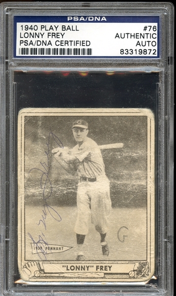 1940 Play Ball #76 Lonny Frey Autographed PSA/DNA AUTHENTIC