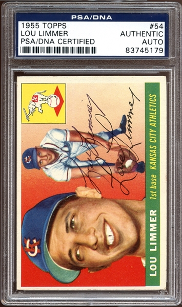 1955 Topps #54 Lou Limmer Autographed PSA/DNA AUTHENTIC