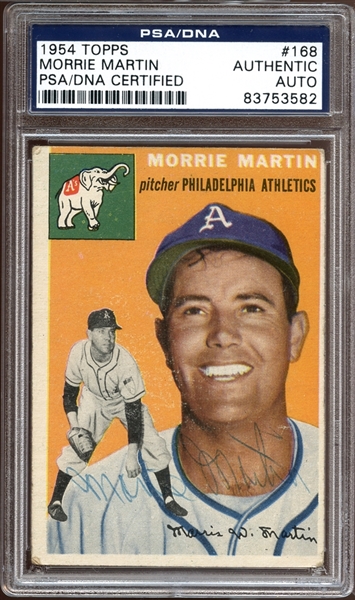 1954 Topps #168 Morrie Martin Autographed PSA/DNA AUTHENTIC