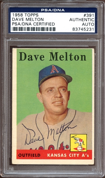 1958 Topps #391 Dave Melton Autographed PSA/DNA AUTHENTIC