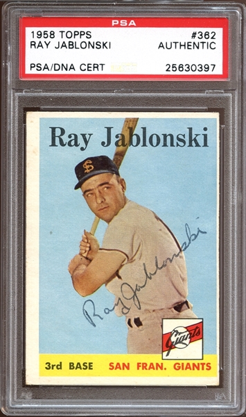 1958 Topps #326 Ray Jablonski Autographed PSA/DNA AUTHENTIC