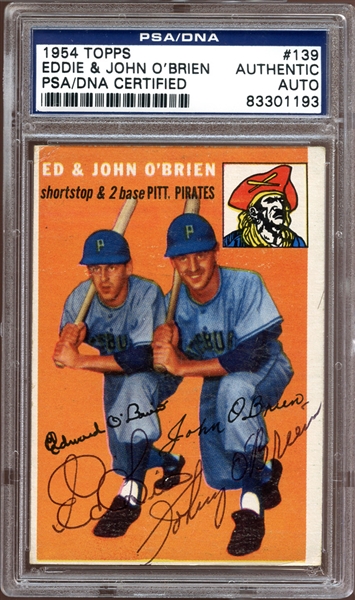 1954 Topps #139 Ed & John OBrien Autographed PSA/DNA AUTHENTIC